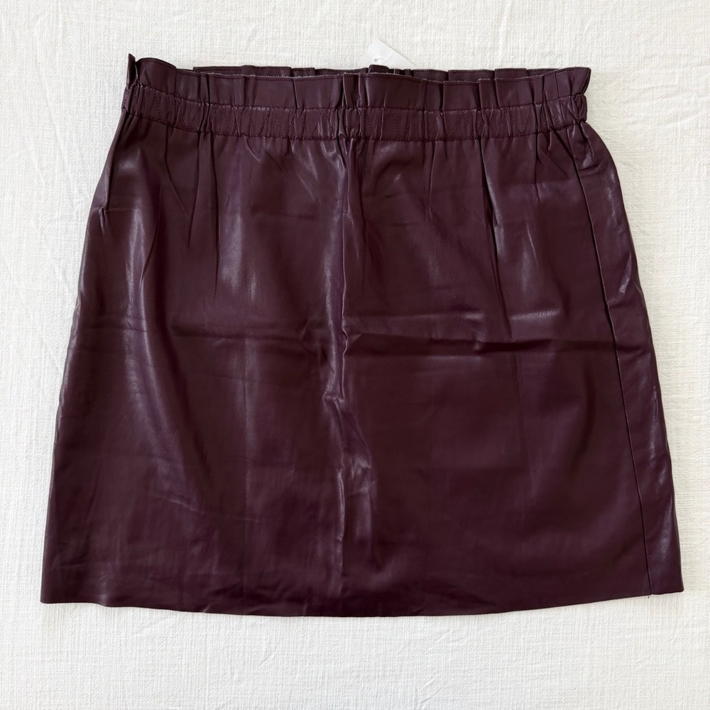 LOFT Faux Leather Mini Skirt Burgundy